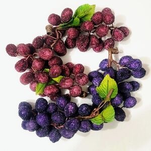 Vintage Decorative Beaded Grapes in Purple and Burgundy